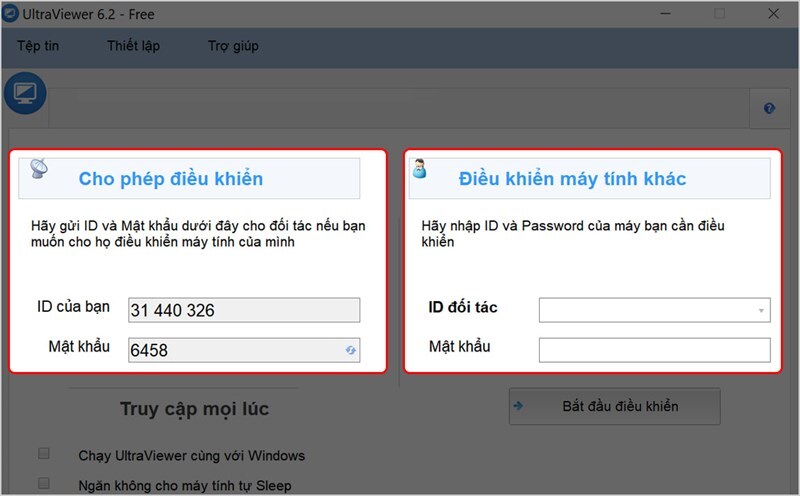 sử dụng Phần mềm điều khiển máy tính từ xa ultraview