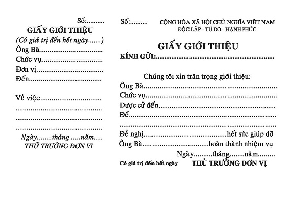 Mẫu giấy giới thiệu