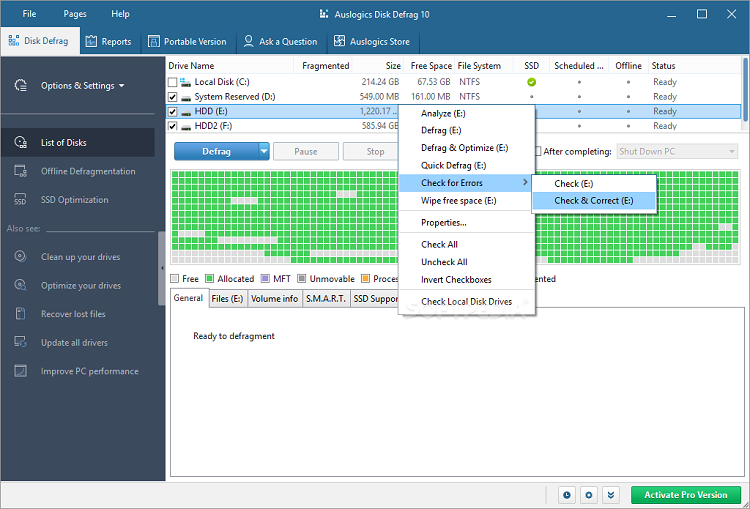 Download Auslogics Disk Defrag Portable - Ngăn chặn phân mảnh ổ cứng