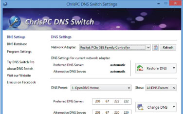 Download ChrisPC DNS Switch - Chuyển DNS