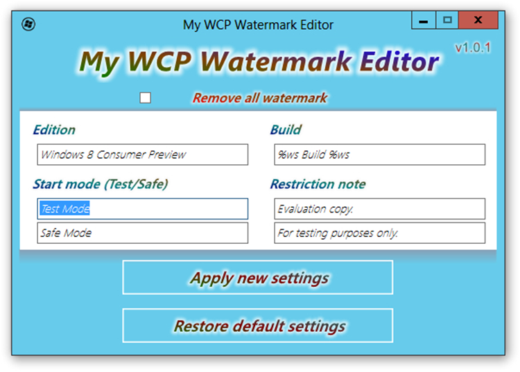 Download My WCP Watermark Editor 1.1.0 -  tùy chỉnh máy PC