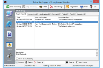 Download Actual Keylogger 5.5.9 - Lưu lại tất cả các tổ hợp