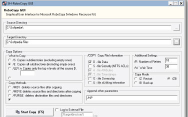 Download RoboCopy GUI -  Lập cấu hình cài đặt bổ sung