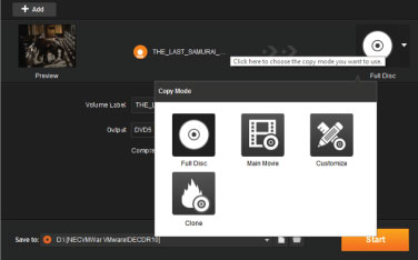 Download TDMore DVD Copy - Tùy chỉnh chế độ sao lưu